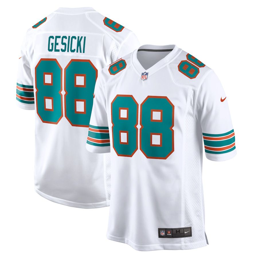 Men Miami Dolphins 88 Mike Gesicki Nike White Alternate Game NFL Jersey